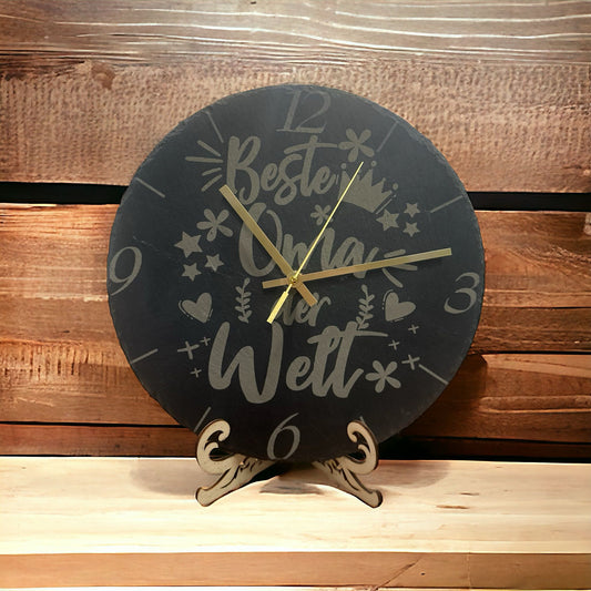 Schiefer Uhr Beste Oma der Welt