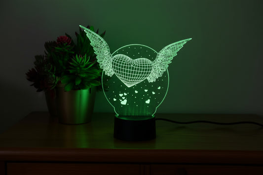 Nachtlicht fliegendes Herz 3D