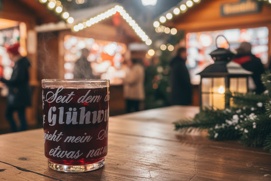 Glühweinglas mit Spruch" Seit dem vierten Glühwein zieht mein Schuh nach links"