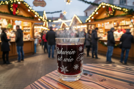 Glühweinglas mit Spruch" Glühwein ist wie Tee nur lustiger"