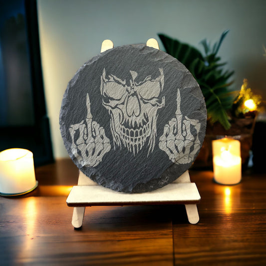 Schiefer Untersetzer Totenkopf