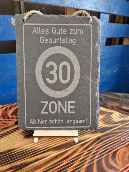 Slate sign square "Happy Birthday 30"