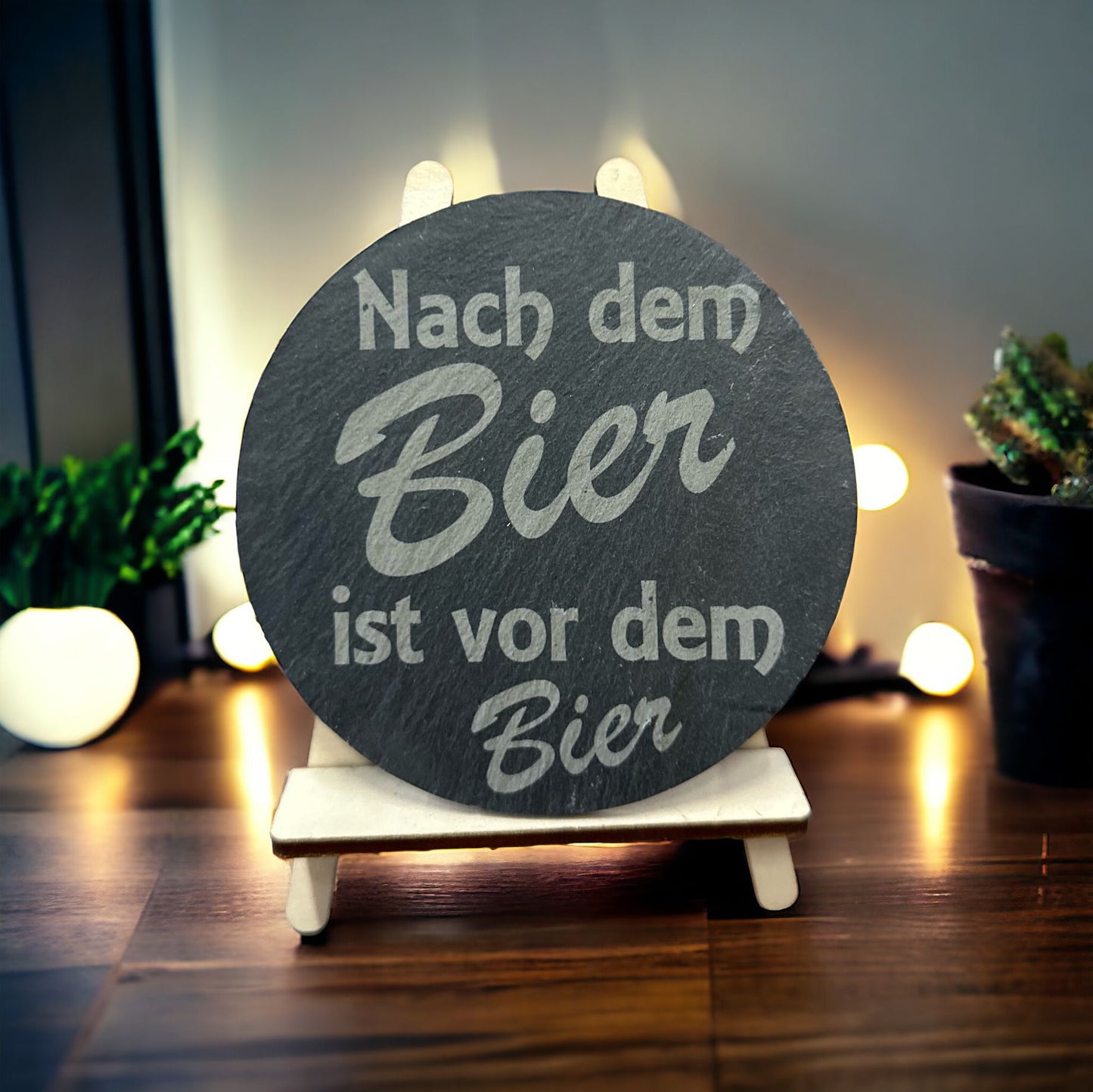 Schieferuntersetzer "Nach dem Bier ist vor dem Bier"